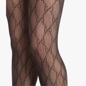Gucci Black Logo Patterned Hosiery